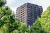 London, UK - June 15, 2017: The 24-storey Grenfell Tower one day after the fire.