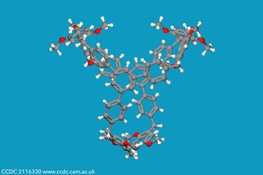 Animated gif showing molecular cage which is able to separate benzene and cyclohexane