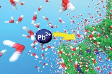 An illustration showing a lead ion surrounded by pills
